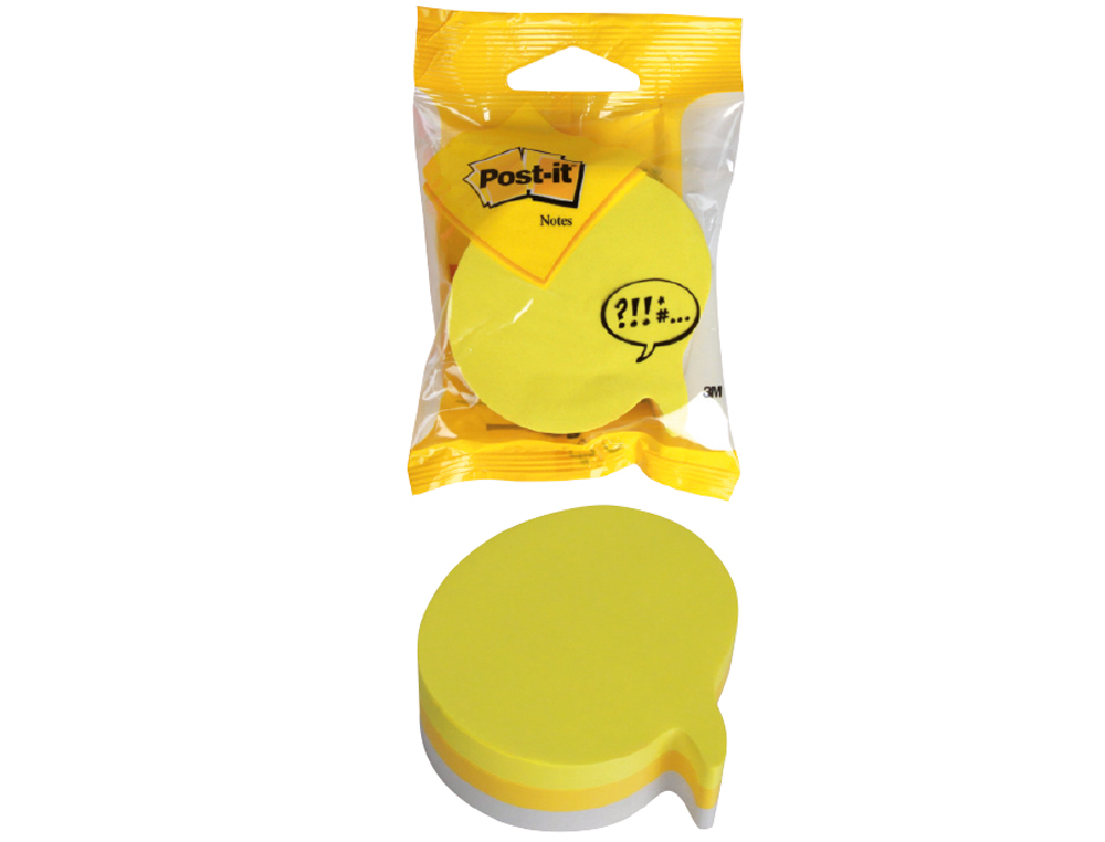 BLISTER PAPELERIA 3M 2007SP CUBO DE NOTAS POST-IT TROQUELADO BOCADILLO 3 COLORES NEON