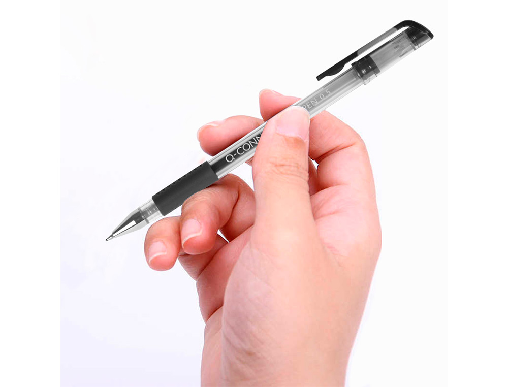 BOLIGRAFO Q-CONNECT TINTA GEL NEGRO 0,7 MM SUJECION DE CAUCHO