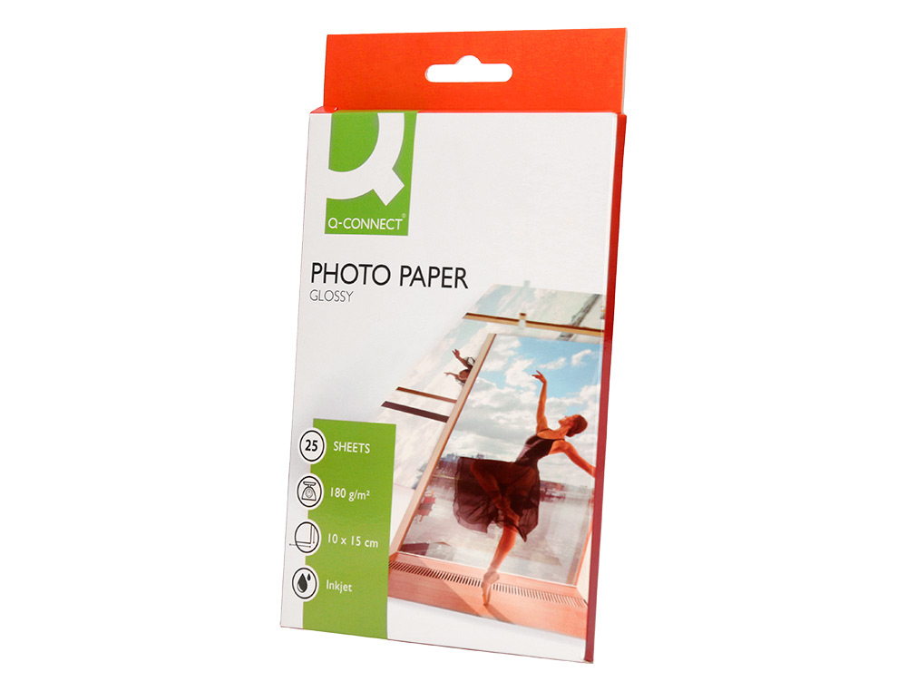 PAPEL Q-CONNECT FOTO GLOSSY KF01905 10X15 CM DIGITAL PHOTO PARA INK-JET BOLSA DE 25 HOJAS DE 180 GR
