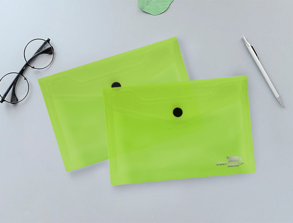 CARPETA LIDERPAPEL DOSSIER BROCHE 44233 POLIPROPILENO DIN A6 VERDE TRANSLUCIDO