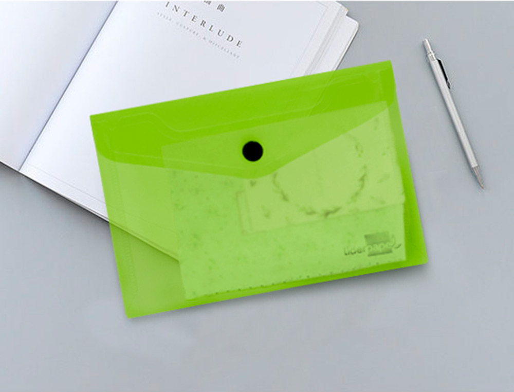 CARPETA LIDERPAPEL DOSSIER BROCHE 44233 POLIPROPILENO DIN A6 VERDE TRANSLUCIDO