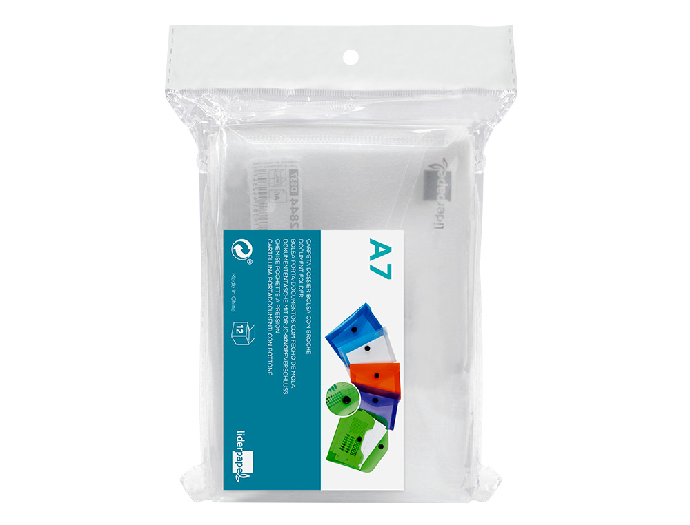 CARPETA LIDERPAPEL DOSSIER BROCHE 44224 POLIPROPILENO DIN A7 COLOR TRANSPARENTE