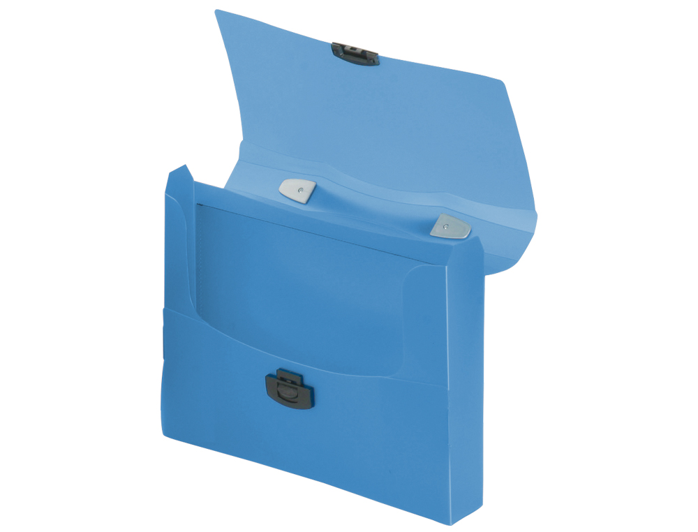 CARPETA LIDERPAPEL PORTADOCUMENTOS BROCHE POLIPROPILENO DIN A4 AZUL TRANSPARENTE CON ASA