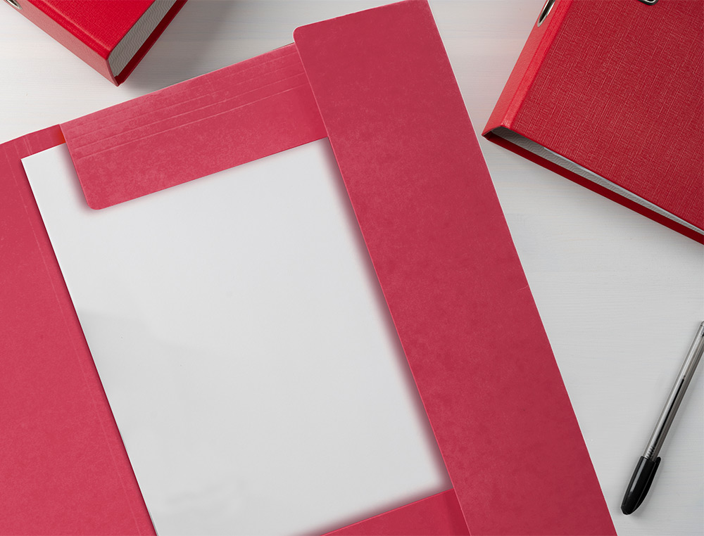 CARPETA LIDERPAPEL GOMAS A3 3 SOLAPAS CARTON PRESPAN ROJA