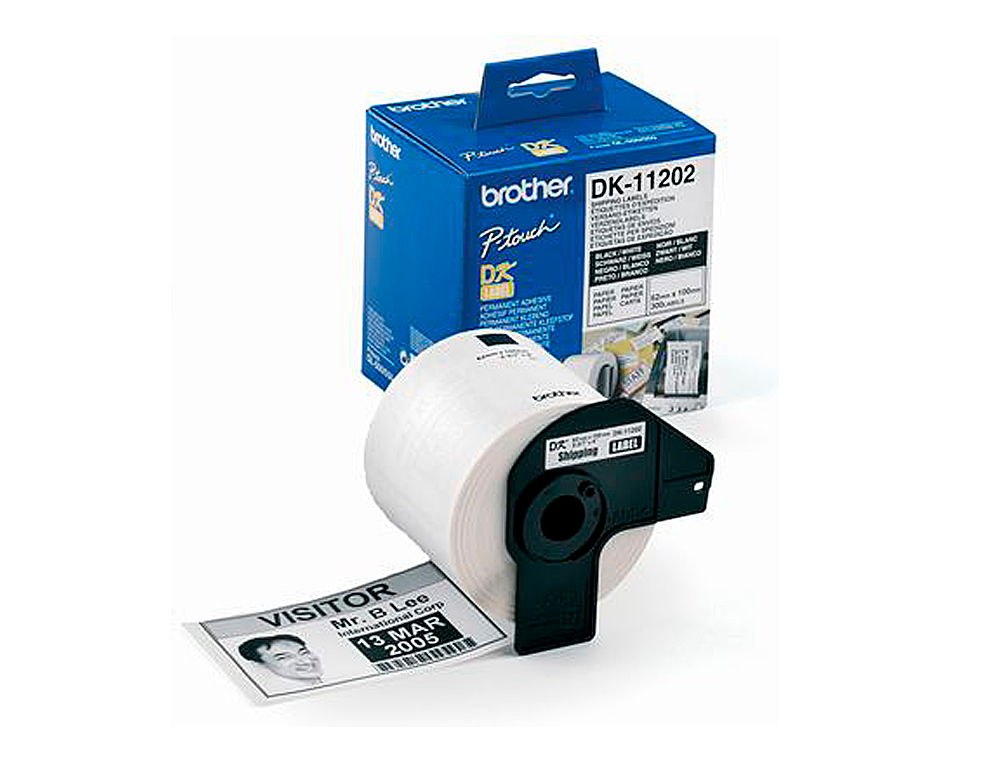 ETIQUETA ADHESIVA BROTHER DK11202 -TAMAÑO 62X100 MM PARA IMPRESORAS DE ETIQUETAS QL -300 ETIQUETAS-