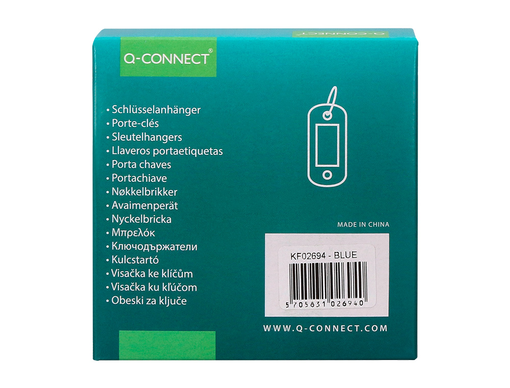LLAVERO PORTAETIQUETAS Q-CONNECT COLOR AZUL EXPOSITOR DE 100 UNIDADES