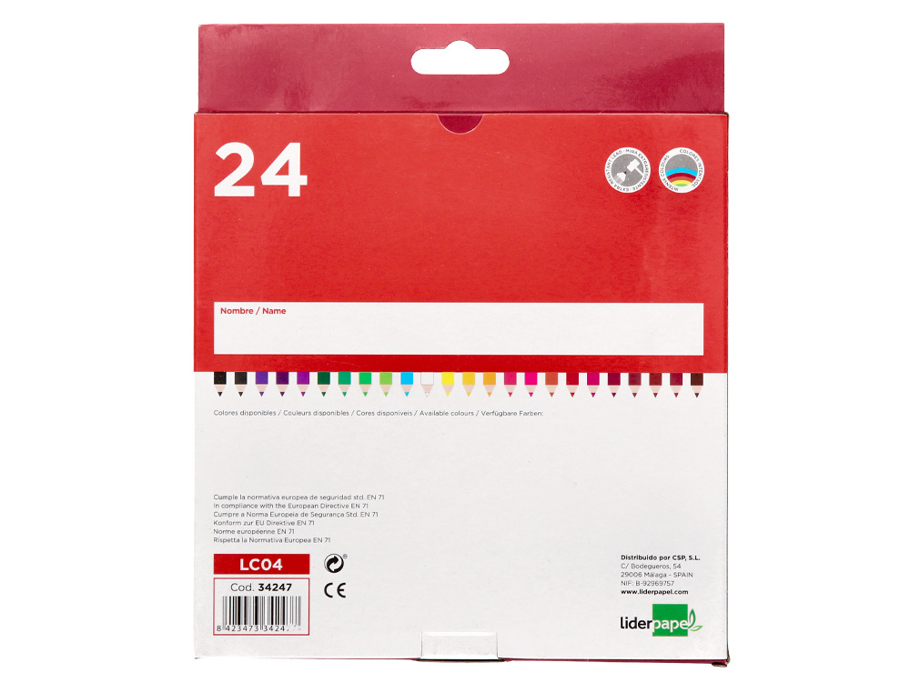 LAPICES DE COLORES LIDERPAPEL CAJA DE 24 UNIDADES COLORES SURTIDOS