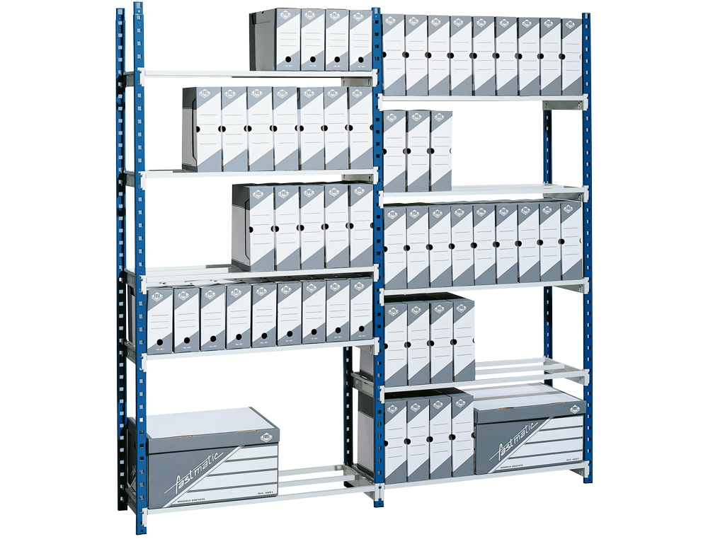 ESTANTERIA PAPERFLOW METALICA AZUL 5 ESTANTES GUIASMETAL ULTRARRESISTENTES 180 KGPOR ESTANTE 200X100X35 CM