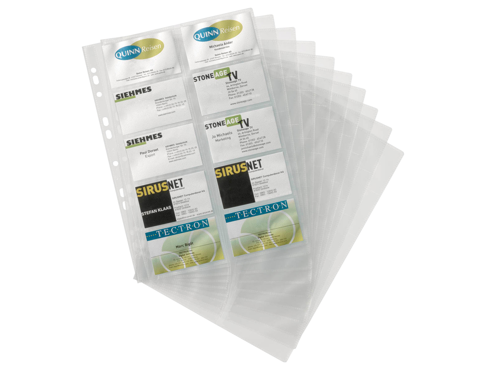 RECAMBIO FUNDAS DURACLIP PARA TARJETERO 2384 BOLSA DE 10 HOJAS CAPACIDAD 20 TARJETAS POR HOJA