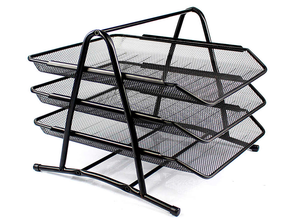 BANDEJA SOBREMESA METALICA Q-CONNECT KF00823 REJILLA NEGRA 3 BANDEJAS MOVIBLES 350X278X275 MM
