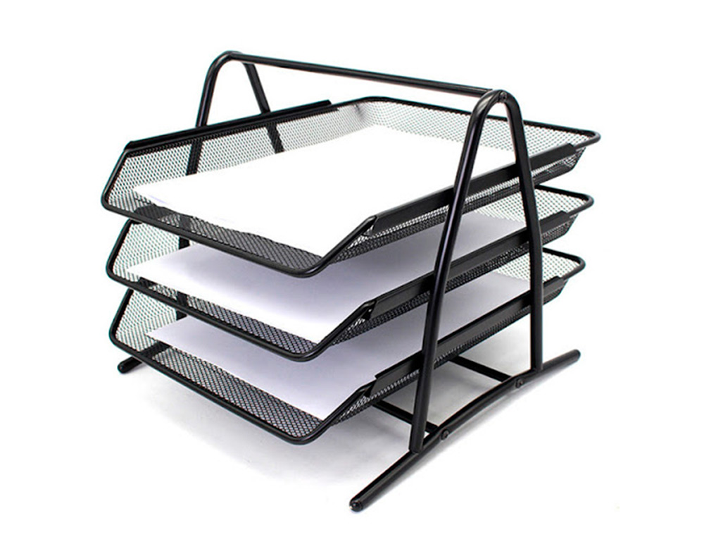 BANDEJA SOBREMESA METALICA Q-CONNECT KF00823 REJILLA NEGRA 3 BANDEJAS MOVIBLES 350X278X275 MM