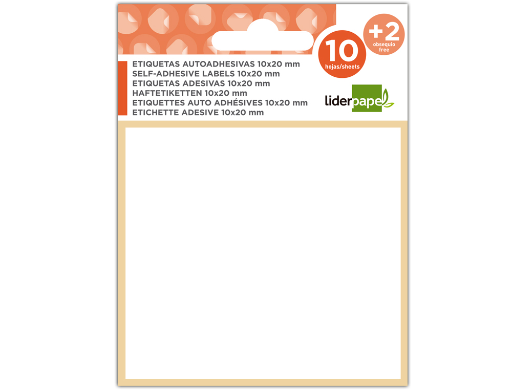 ETIQUETAS LIDERPAPEL SOBRE DE 10 H. + 2 H. OBSEQUIO 14X48 MM -10 UNIDADES POR HOJA