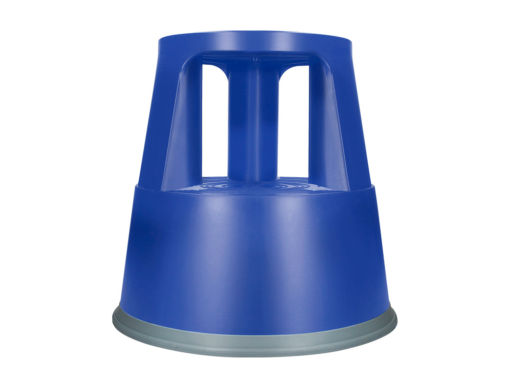 TABURETE Q-CONNECT RUEDAS RETRACTILES TRES RUEDAS DOS NIVELES COLOR AZUL