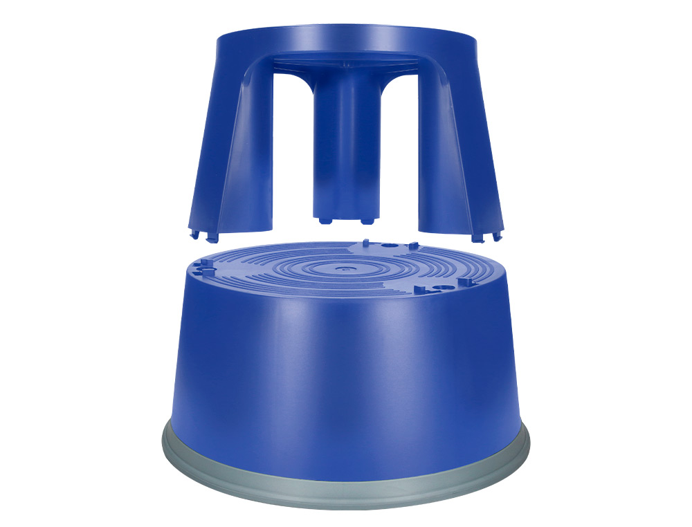 TABURETE Q-CONNECT RUEDAS RETRACTILES TRES RUEDAS DOS NIVELES COLOR AZUL