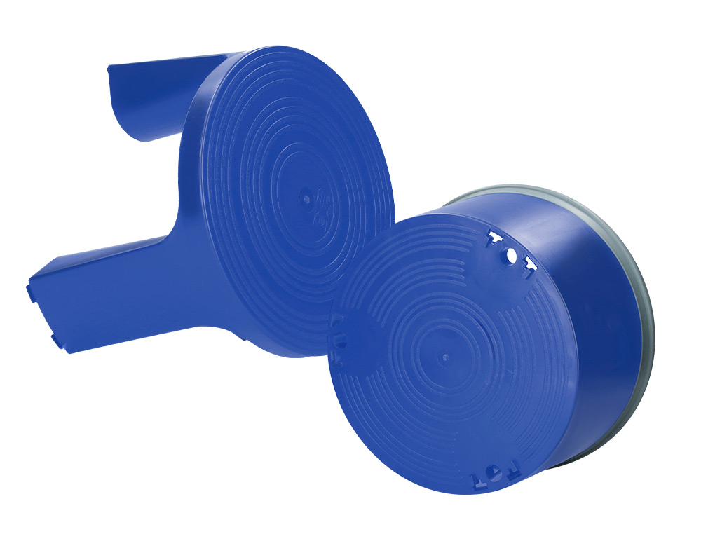 TABURETE Q-CONNECT RUEDAS RETRACTILES TRES RUEDAS DOS NIVELES COLOR AZUL