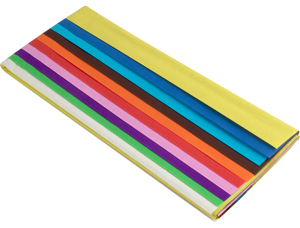 PAPEL SEDA LIDERPAPEL 52X76CM 18G/M2 BOLSA DE 10 HOJAS COLORES SURTIDOS