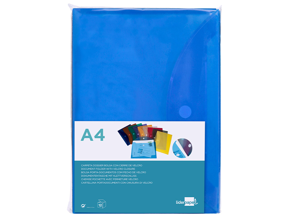 CARPETA LIDERPAPEL DOSSIER A4 CIERRE DE VELCRO AZUL