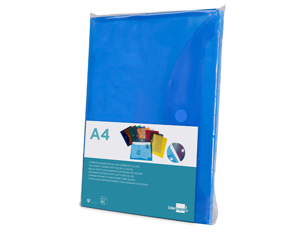 CARPETA LIDERPAPEL DOSSIER A4 CIERRE DE VELCRO AZUL