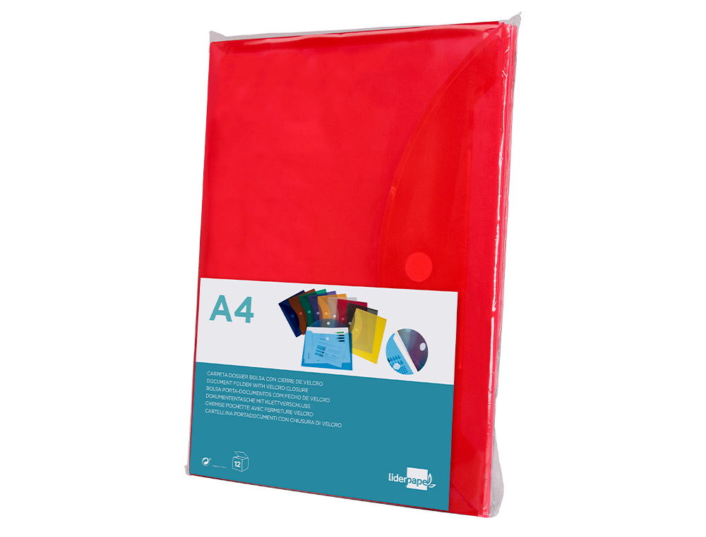 CARPETA LIDERPAPEL DOSSIER A4 CIERRE DE VELCRO ROJA