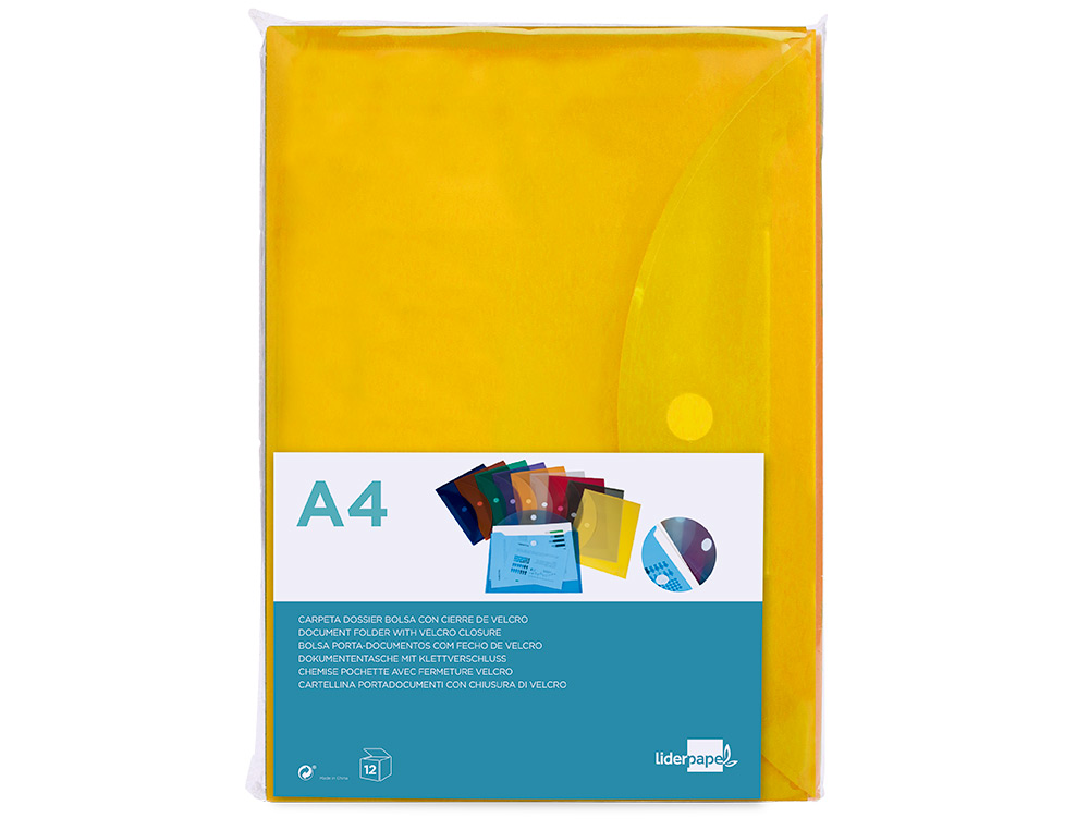 CARPETA LIDERPAPEL DOSSIER A4 CIERRE DE VELCRO AMARILLA