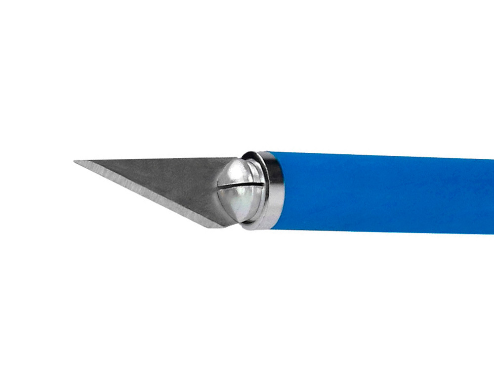 BISTURI Q-CONNECT METALICO ALEACION DE ALUMINIO CON GOMA - 5 CUCHILLAS DE REPUESTO - BLISTER 1 UNIDAD