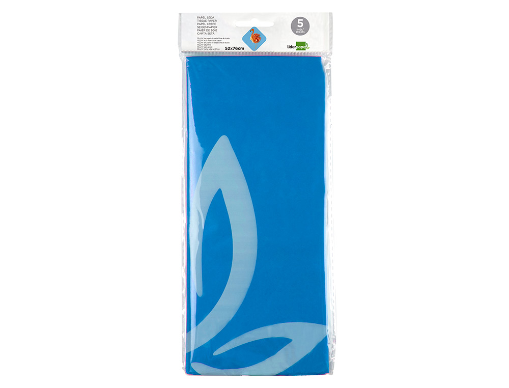 PAPEL SEDA LIDERPAPEL 52X76CM 18G/M2 BOLSA DE 5 HOJAS AZUL