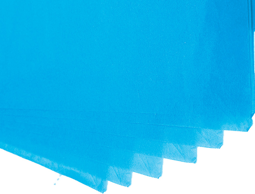 PAPEL SEDA LIDERPAPEL 52X76CM 18G/M2 BOLSA DE 5 HOJAS CELESTE