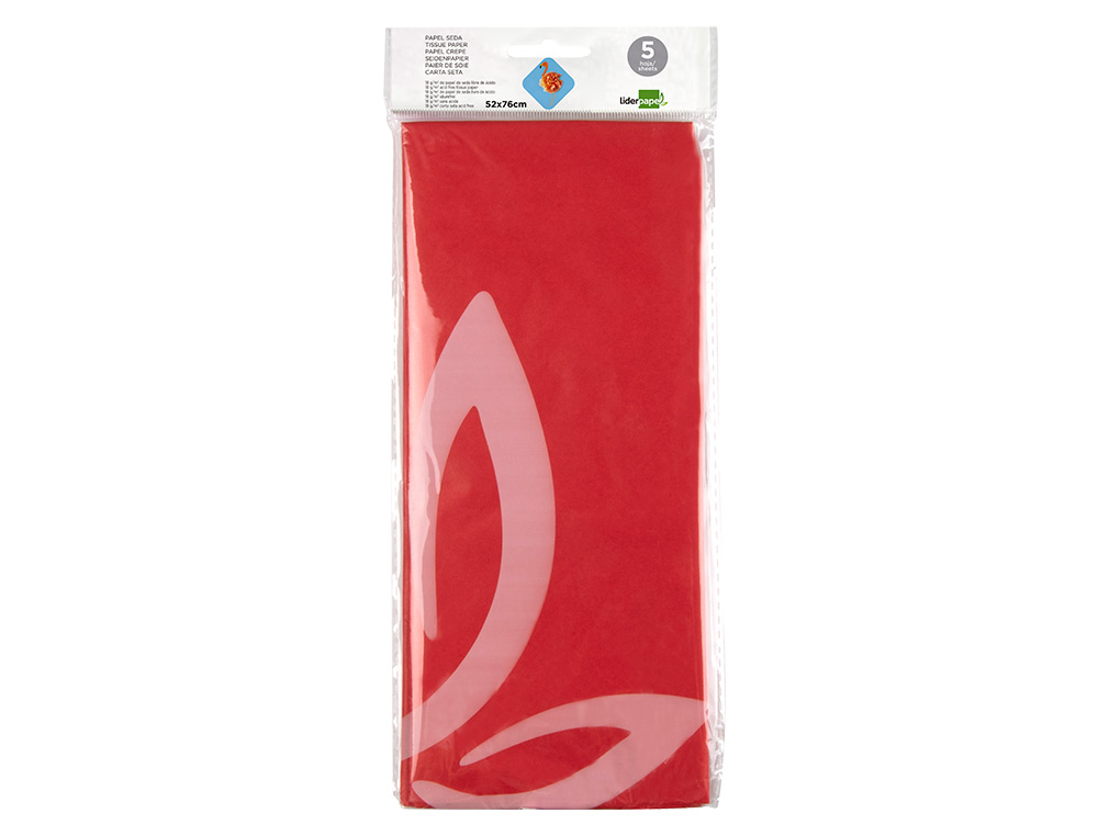 PAPEL SEDA LIDERPAPEL 52X76CM 18G/M2 BOLSA DE 5 HOJAS ROJO