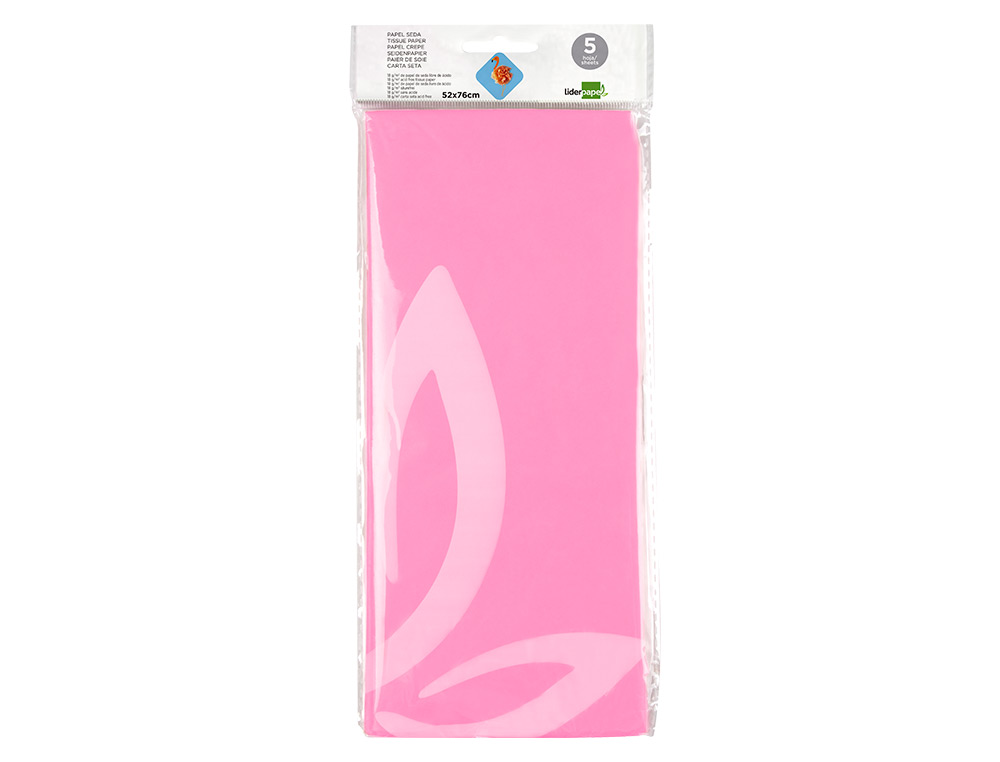 PAPEL SEDA LIDERPAPEL 52X76CM 18G/M2 BOLSA DE 5 HOJAS ROSA