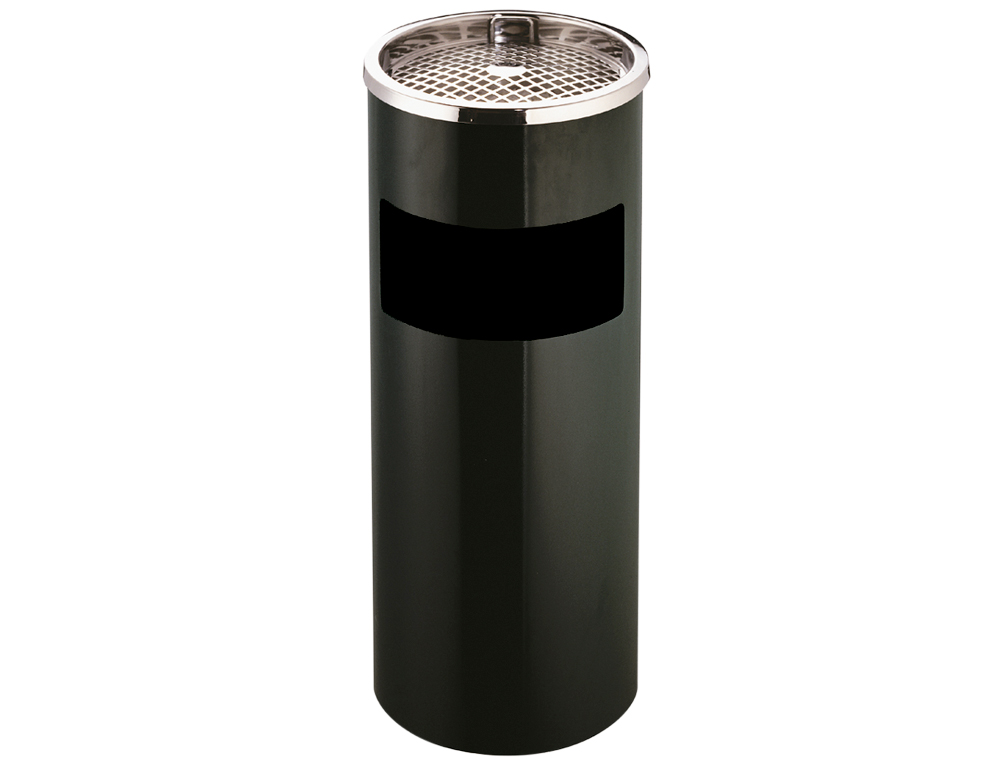 CENICERO PAPELERA METALICO Q-CONNECT CON RECOGECOLILLAS NEGRO 61,5X25 CM