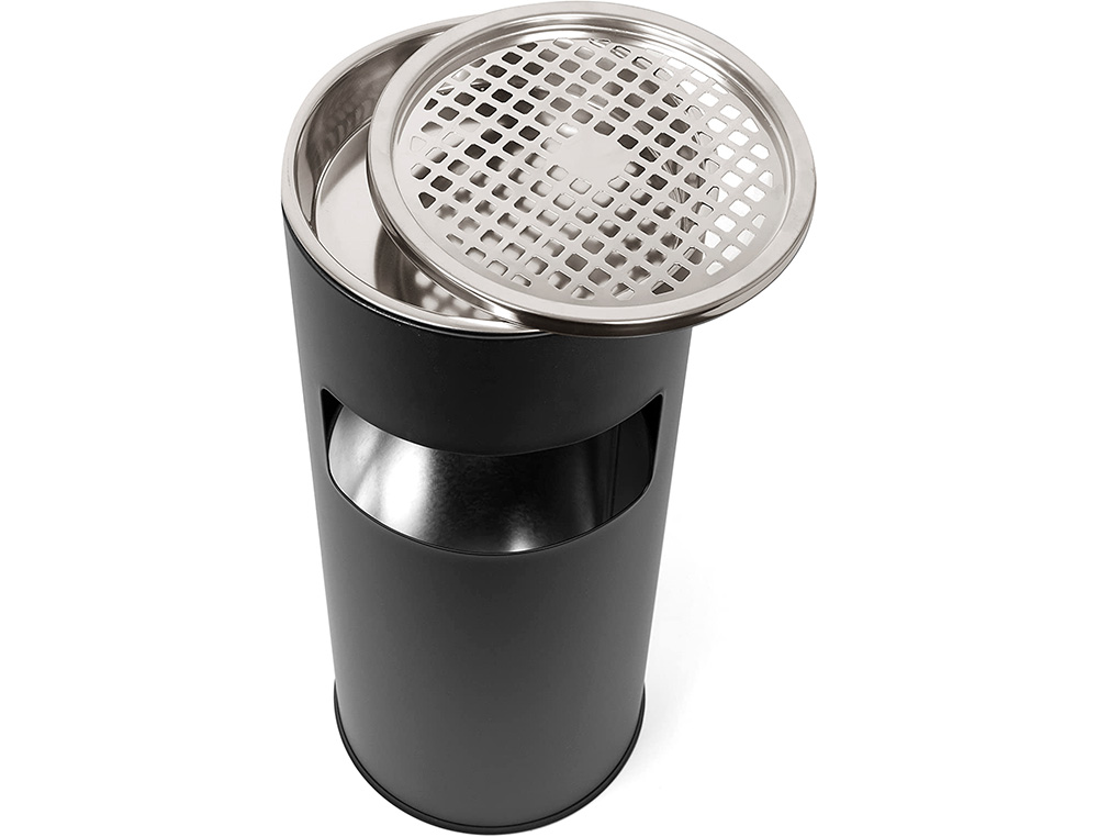 CENICERO PAPELERA METALICO Q-CONNECT CON RECOGECOLILLAS NEGRO 61,5X25 CM