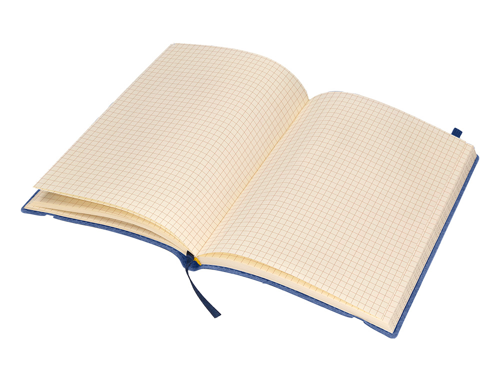 LIBRETA LIDERPAPEL SIMIL PIEL A5 120 HOJAS 70G/M2 CUADRO 4MM SIN MARGEN AZUL