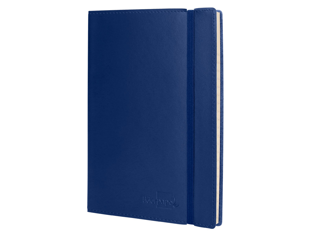 LIBRETA LIDERPAPEL SIMIL PIEL A5 120 HOJAS 70G/M2 CUADRO 4MM SIN MARGEN AZUL