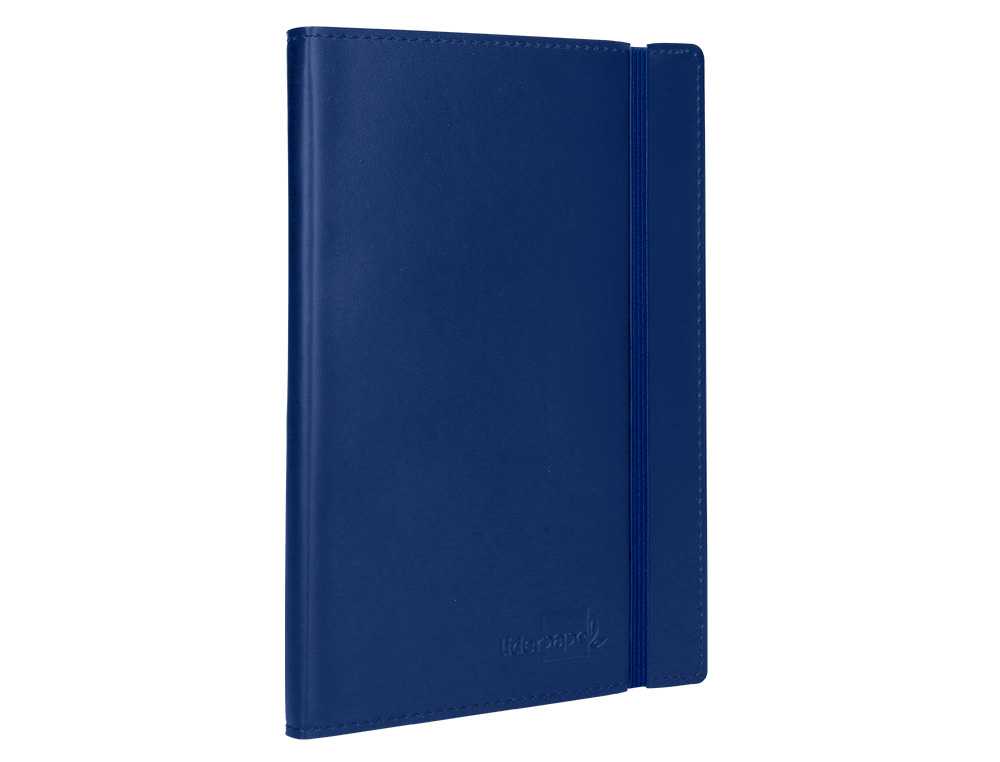 LIBRETA LIDERPAPEL SIMIL PIEL A5 120 HOJAS 70G/M2 CUADRO 4MM SIN MARGEN AZUL