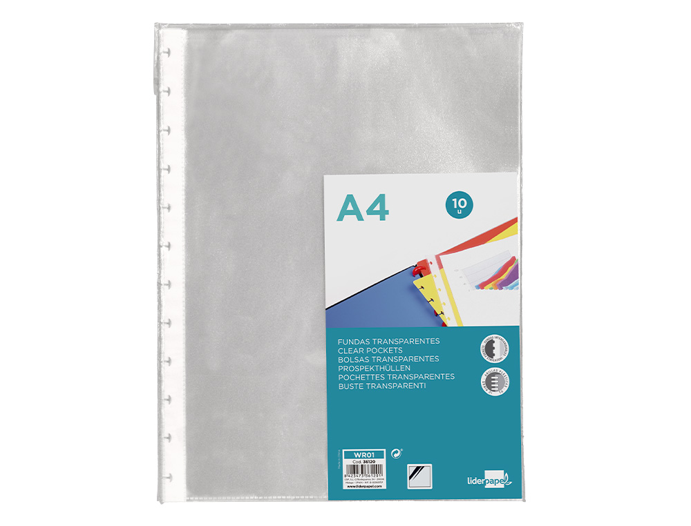 RECAMBIO FUNDA LIDERPAPEL INTERCAMBIABLES DIN A4 BOLSA DE 10 UNIDADES