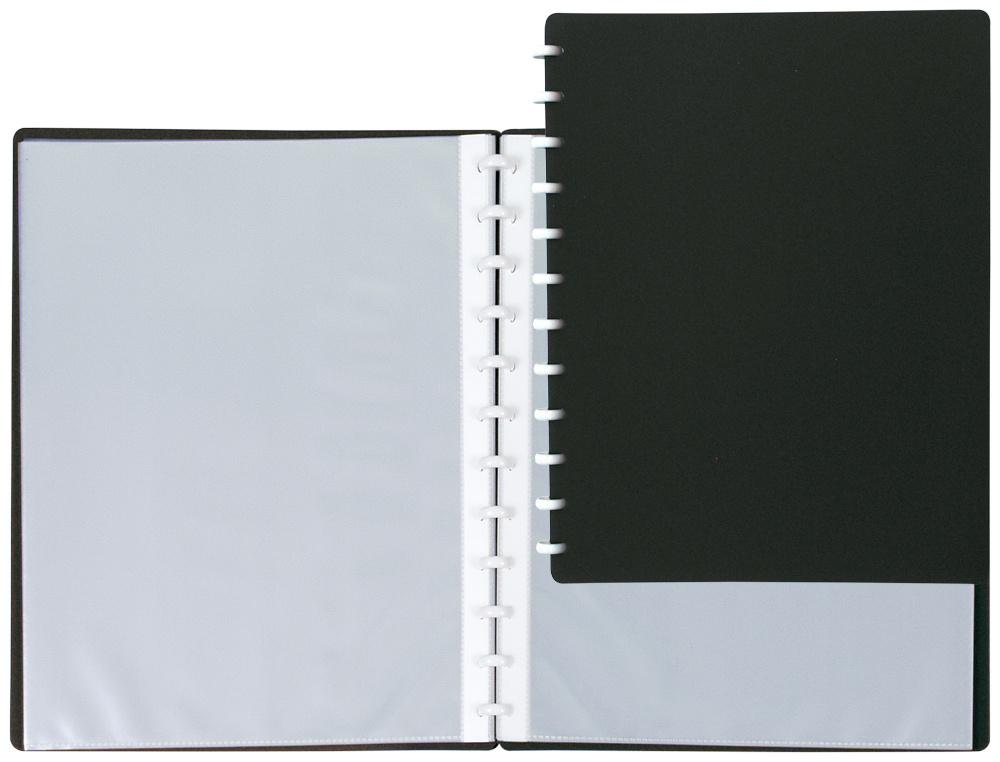 CARPETA LIDERPAPEL DIN A4 CON 20 FUNDAS INTERCAMBIABLES COLOR NEGRO