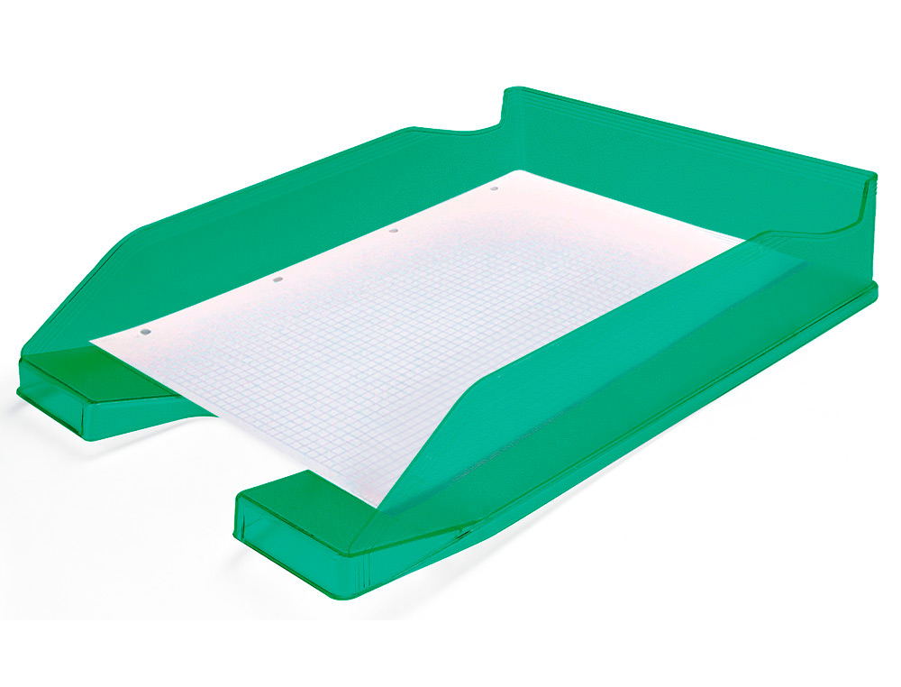 BANDEJA SOBREMESA PLASTICO Q-CONNECT VERDE TRANSPARENTE 240X70X340 MM
