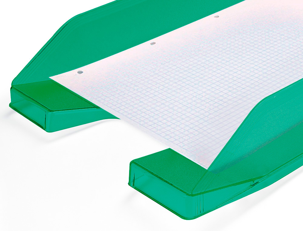 BANDEJA SOBREMESA PLASTICO Q-CONNECT VERDE TRANSPARENTE 240X70X340 MM