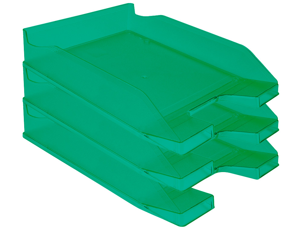 BANDEJA SOBREMESA PLASTICO Q-CONNECT VERDE TRANSPARENTE 240X70X340 MM