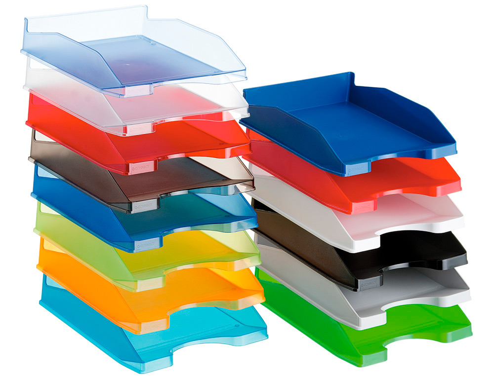 BANDEJA SOBREMESA PLASTICO Q-CONNECT VERDE TRANSPARENTE 240X70X340 MM