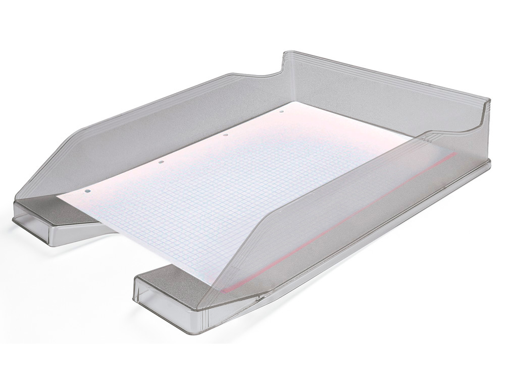 BANDEJA SOBREMESA PLASTICO Q-CONNECT GRIS OSCURO TRANSPARENTE 240X70X340 MM