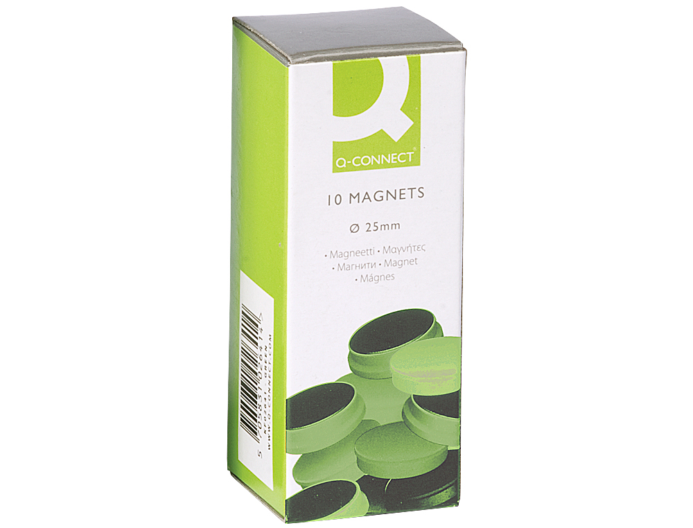 IMAN PARA SUJECION Q-CONNECT IDEAL PARA PIZARRAS MAGNETICAS20 MM VERDE CAJA DE 10 UNIDADES