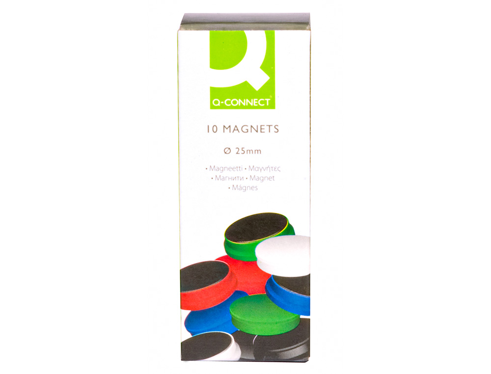 IMAN PARA SUJECION Q-CONNECT IDEAL PARA PIZARRAS MAGNETICAS25 MM COLORES SURTIDOS CAJA DE 10 UNIDADES