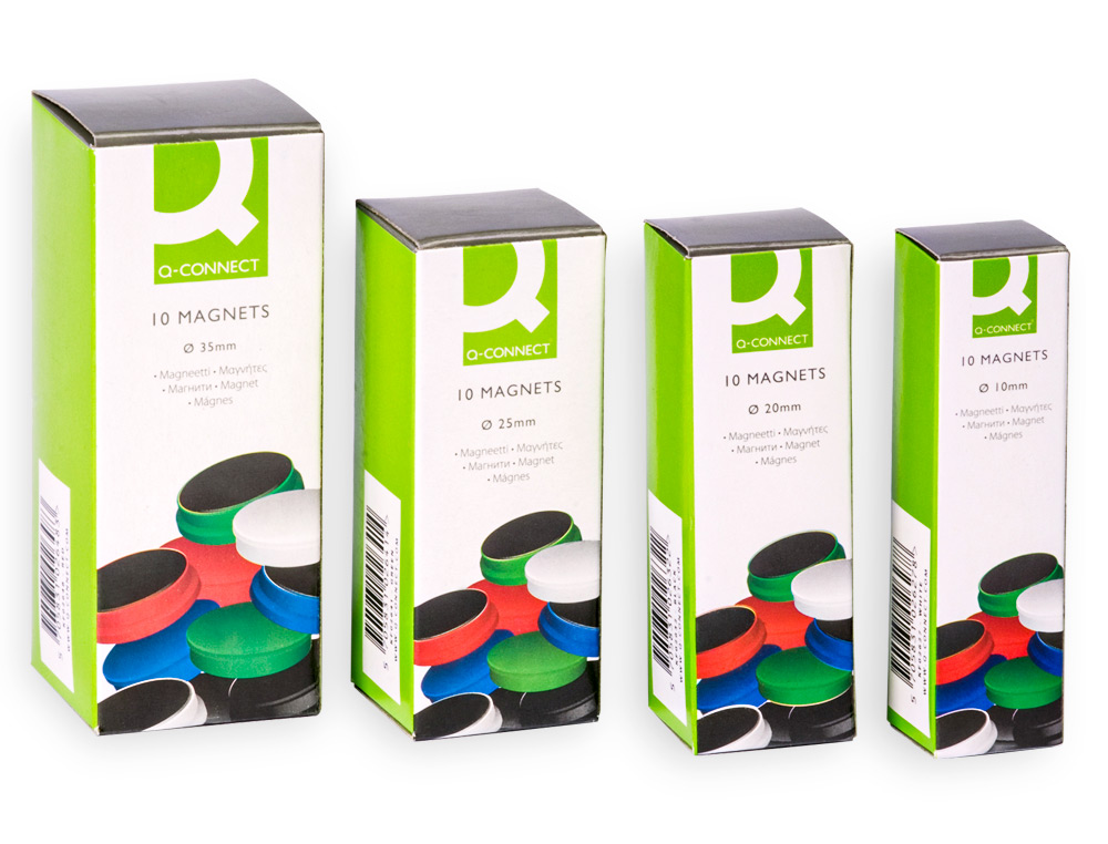IMAN PARA SUJECION Q-CONNECT IDEAL PARA PIZARRAS MAGNETICAS25 MM COLORES SURTIDOS CAJA DE 10 UNIDADES