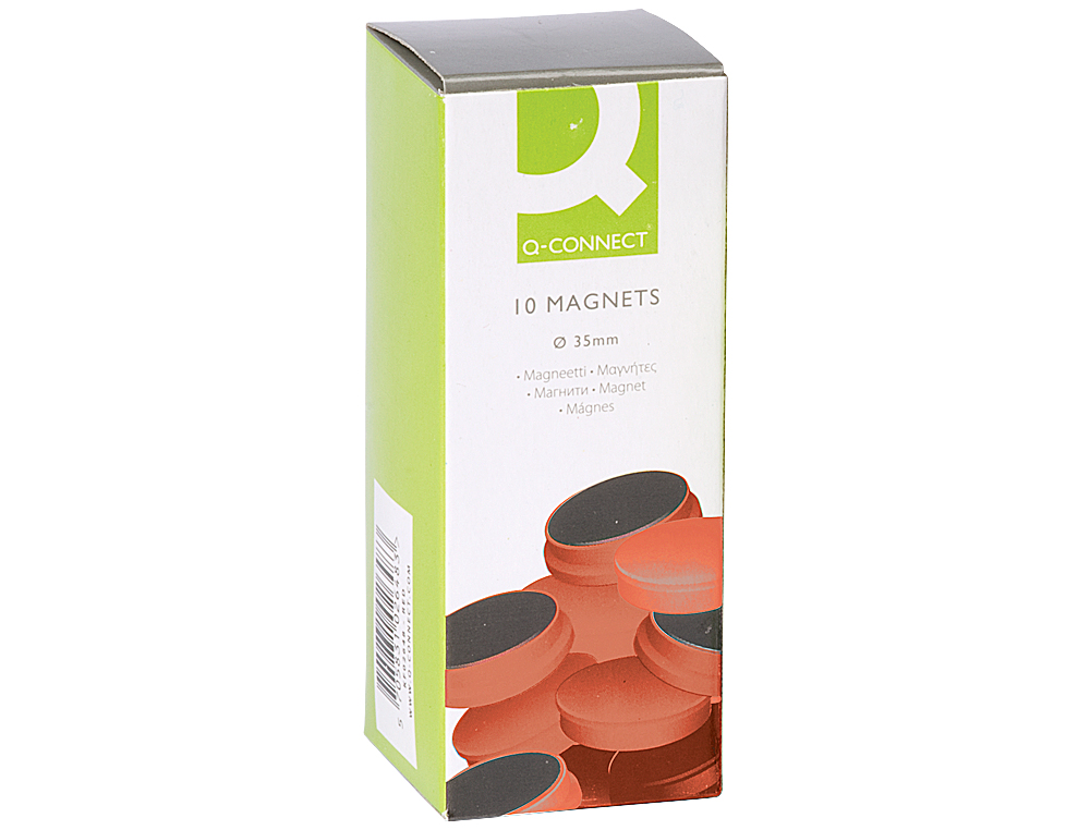 IMAN PARA SUJECION Q-CONNECT IDEAL PARA PIZARRAS MAGNETICAS35 MM ROJO CAJA DE 10 UNIDADES