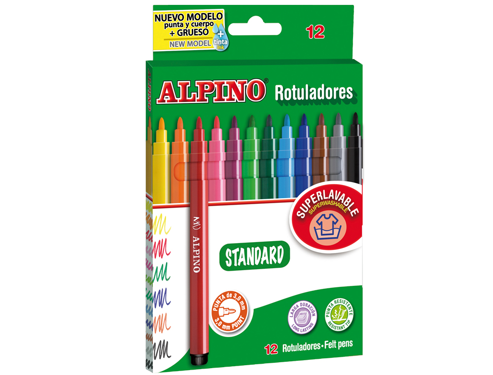 ROTULADOR ALPINO STANDARD CAJA DE 12 UNIDADES COLORES SURTIDOS