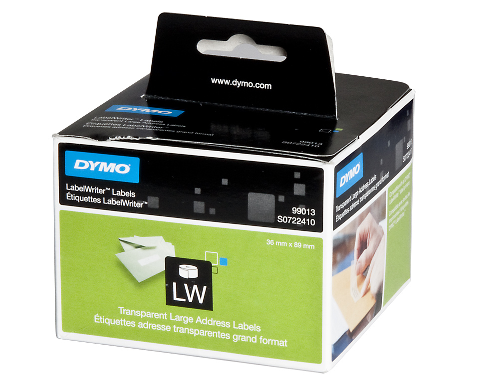 ETIQUETA ADHESIVA DYMO 99013 -TAMAÑO 89X36 MM PARA IMPRESORA 400 260 ETIQUETAS USO DIRECCIONES PLASTICO TTE.