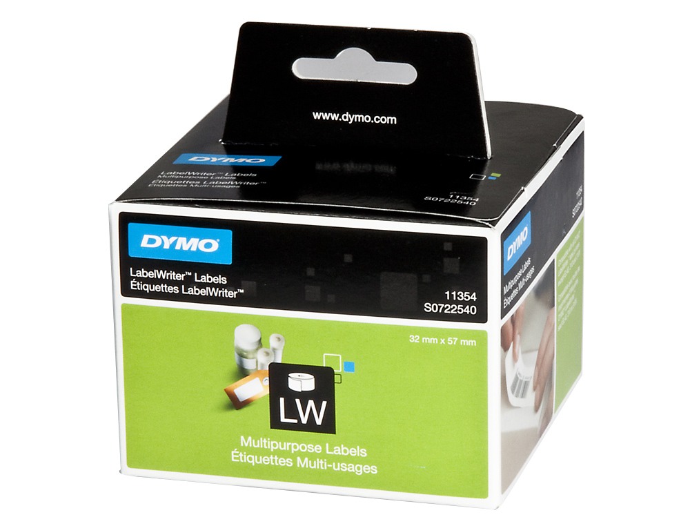 ETIQUETA ADHESIVA DYMO 11354 -TAMAÑO 57X32 MM PARA IMPRESORA 400 1000 ETIQUETAS USO MULTIFUNCION