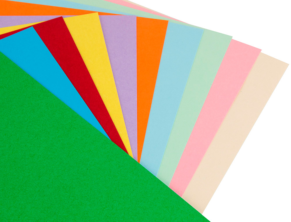 CARTULINA LIDERPAPEL A4 180G/M2 10 COLORES SURTIDOS PAQUETE DE 100 HOJAS