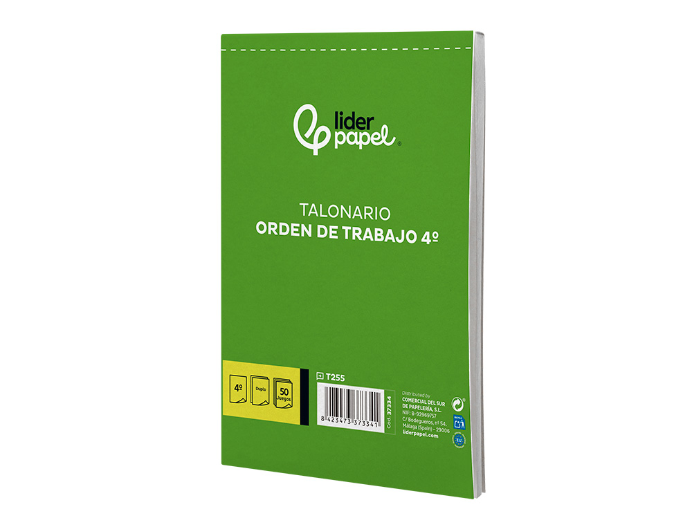 TALONARIO LIDERPAPEL ORDEN DE TRABAJO CUARTO ORIGINAL Y COPIA T255